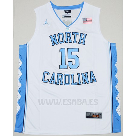 Camiseta NCAA North Carolina Tar Heels Vince Carter #15 Blanco